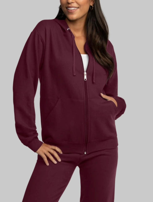 FRUIT OF THE LOOM EVERSOFT FLEECE FULL ZIP HOODIE SWEATSHIRT